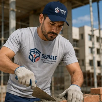 Profissional realizando serviço de alvenaria